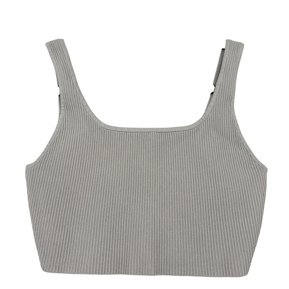 Babaton Sculpt Knit Cropped Tank Top Size M Gray Square Neck Ribbed Stretch